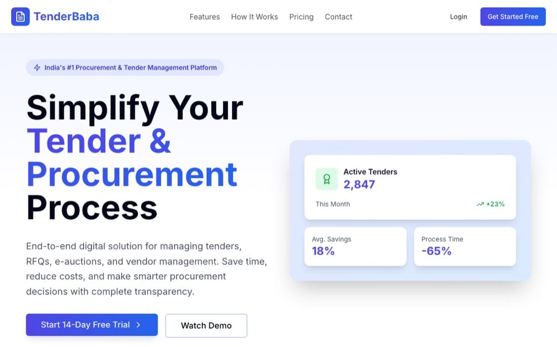TenderBaba — procurement & e-auction SaaS preview
